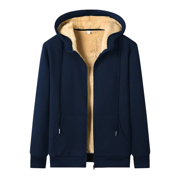 Plus-Size Lambskin Hooded Jacket - Insulated Winter Coat