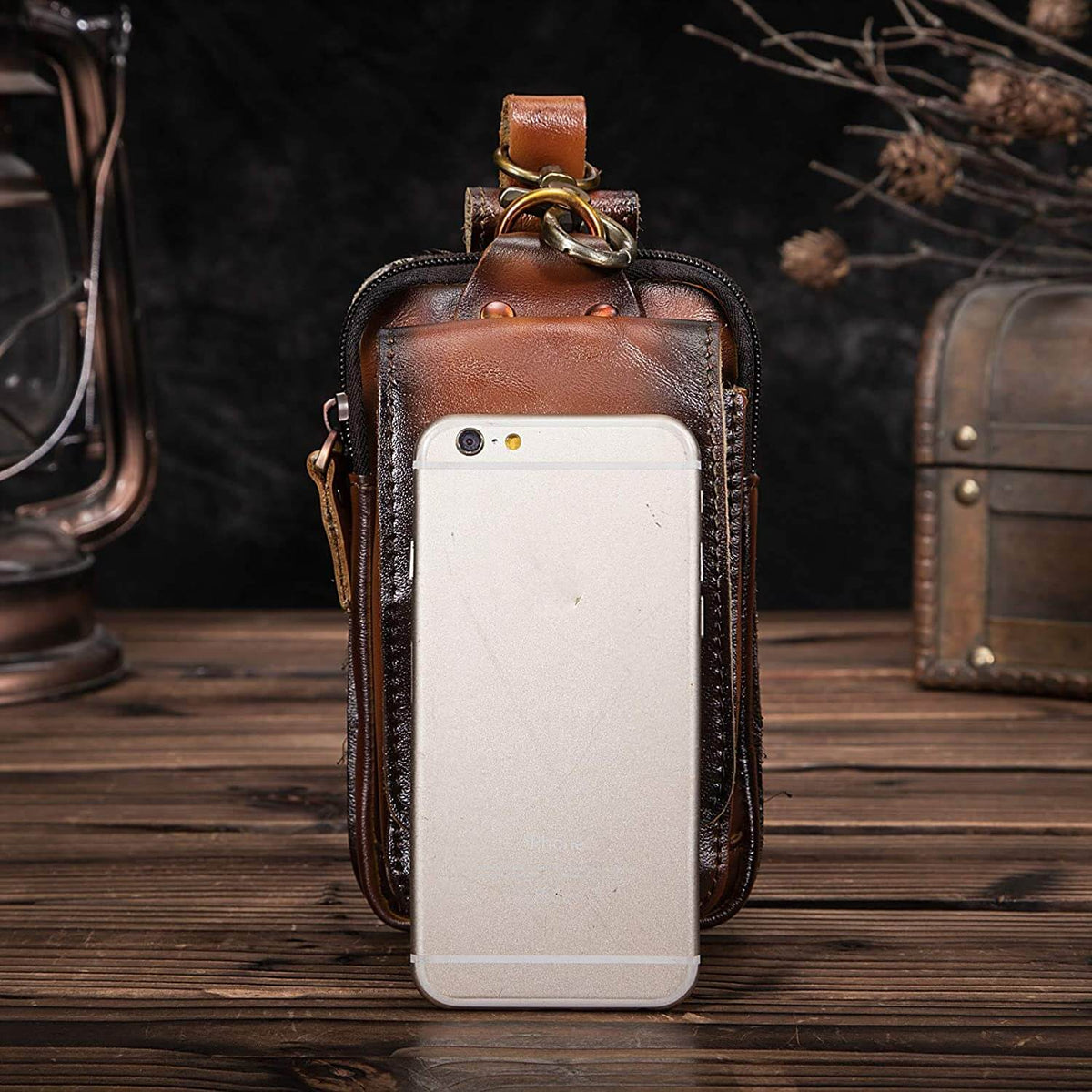 Men's Genuine Leather Waist Pack - Full-Grain Cowhide Hands-Free Bag