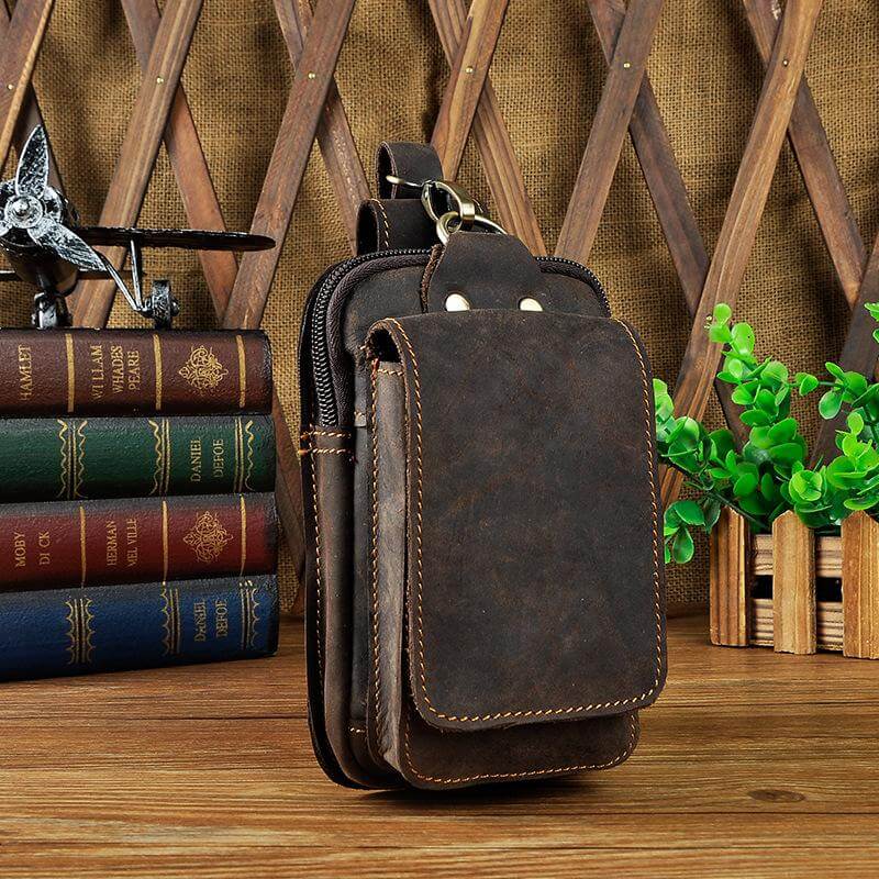 Men's Genuine Leather Waist Pack - Full-Grain Cowhide Hands-Free Bag