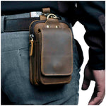 Men's Genuine Leather Waist Pack - Full-Grain Cowhide Hands-Free Bag