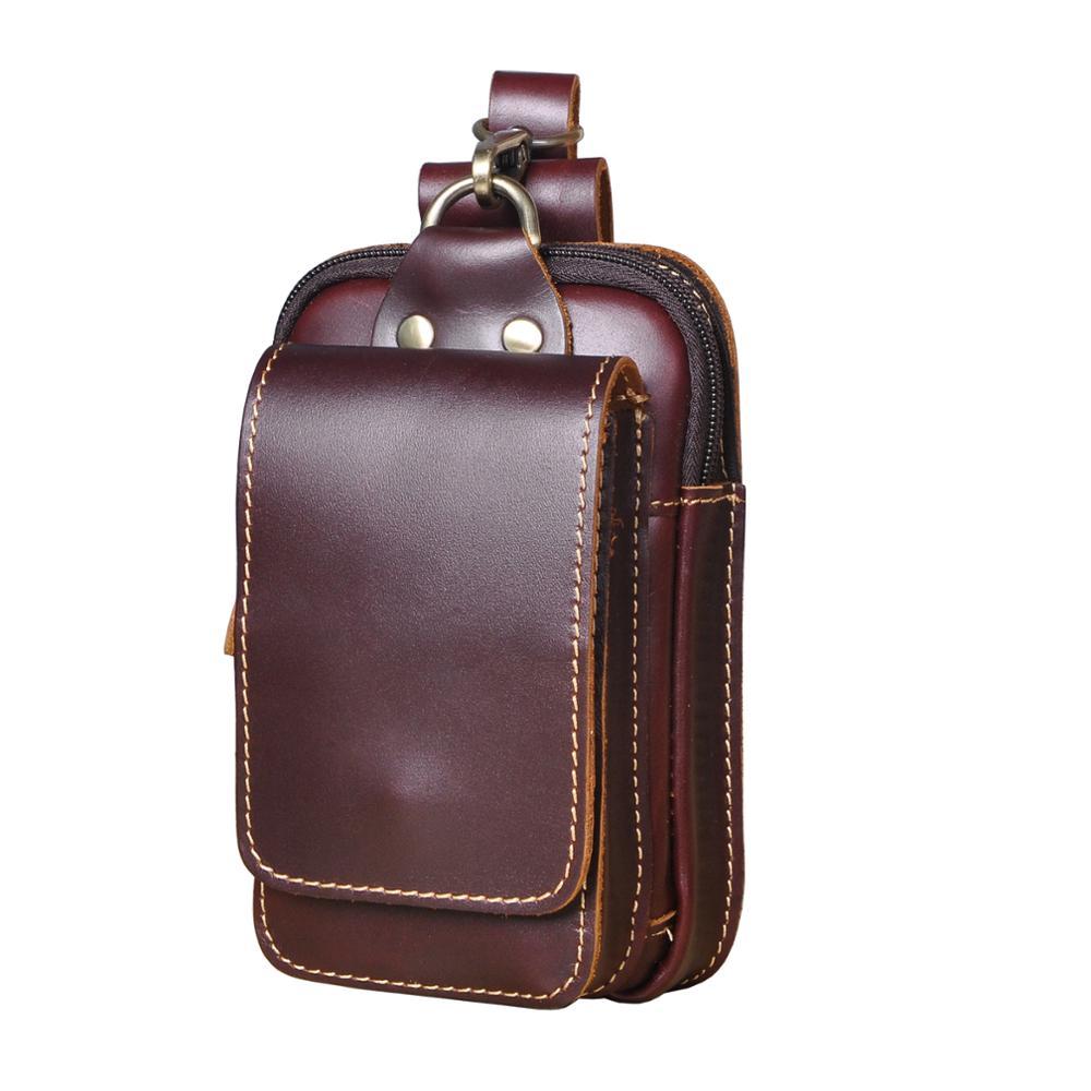 Men's Genuine Leather Waist Pack - Full-Grain Cowhide Hands-Free Bag