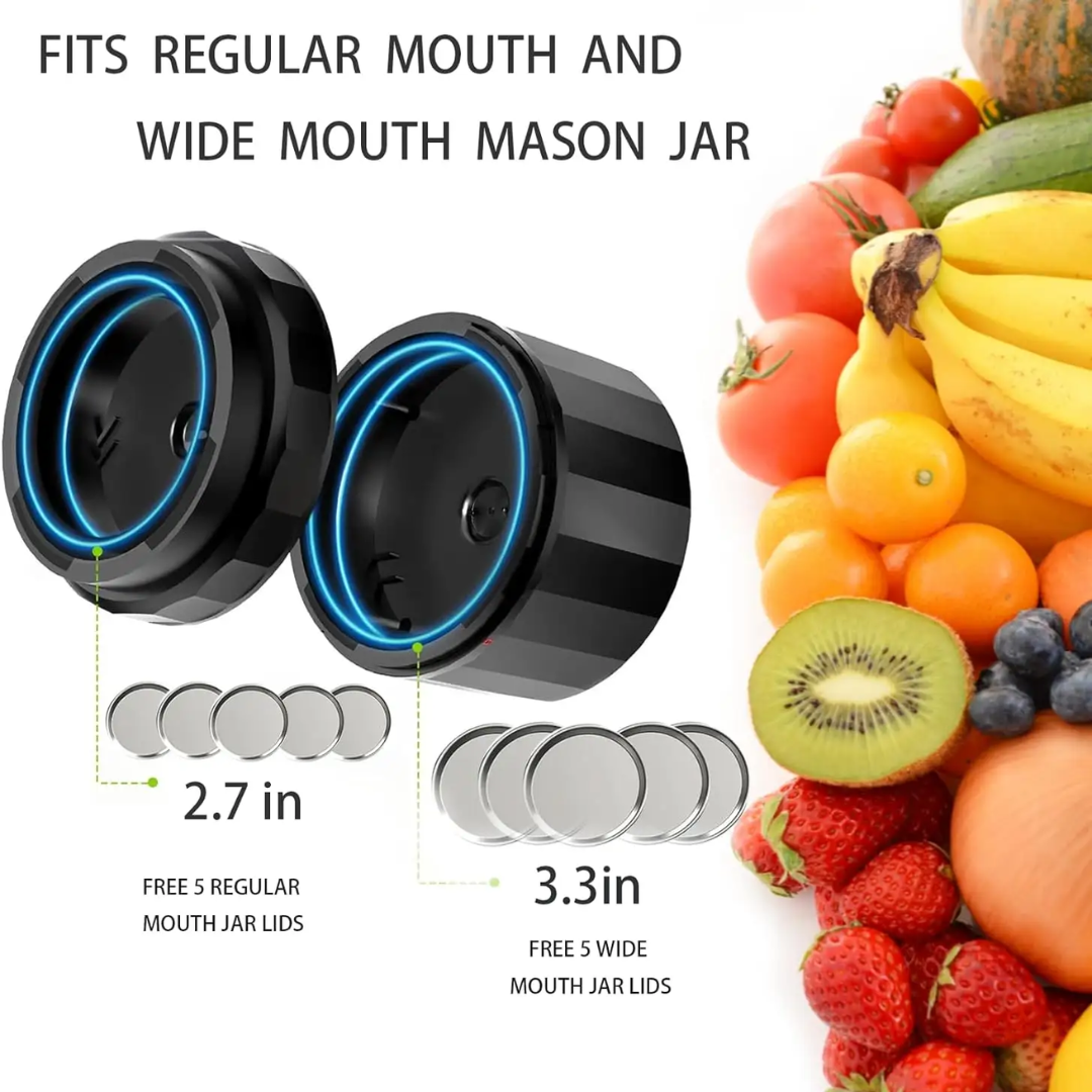 Electric Mason Jar Vacuum Sealer Kit - Fast, Airtight Food Storage