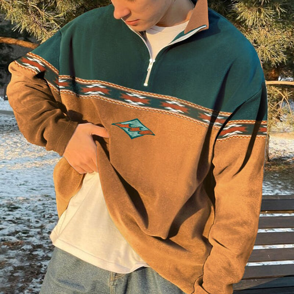 Elijah High Collar Half-Zip Pullover - Sophisticated Knitwear