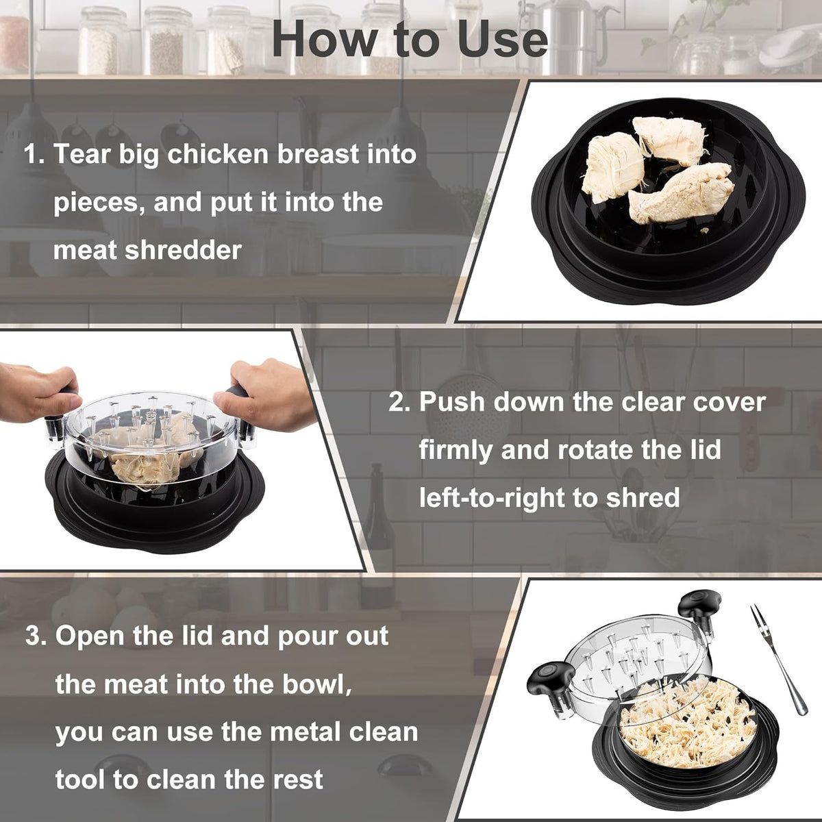 ErgoShredder Chicken Shredder Tool - Non-Slip Kitchen Gadget