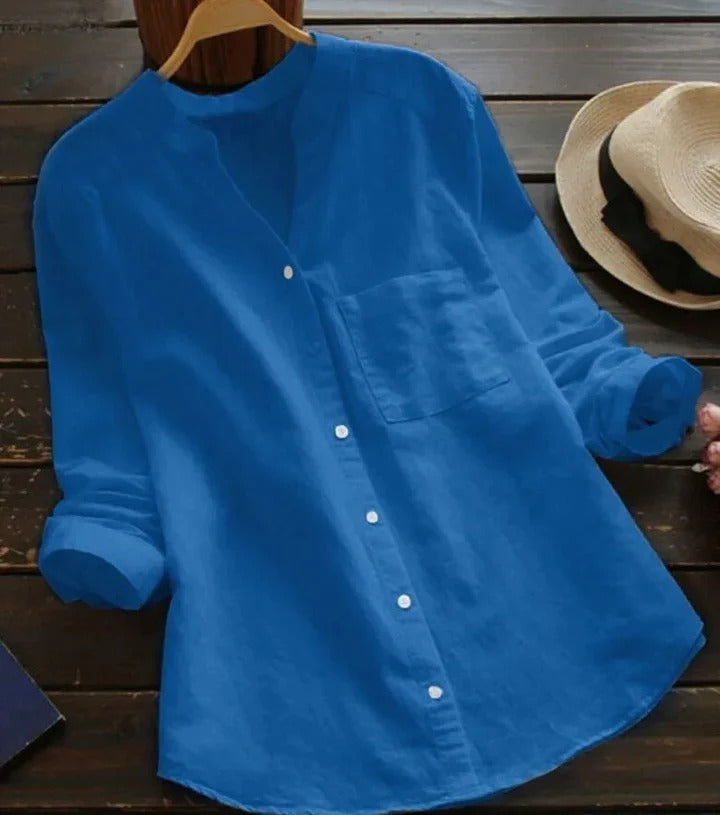 Women's Linen-Cotton Shirt - Breathable Relaxed-Fit Top