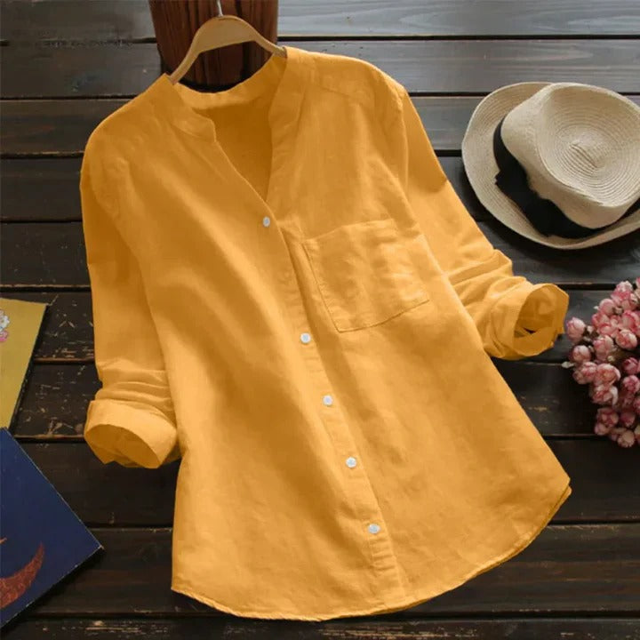 Women's Linen-Cotton Shirt - Breathable Relaxed-Fit Top