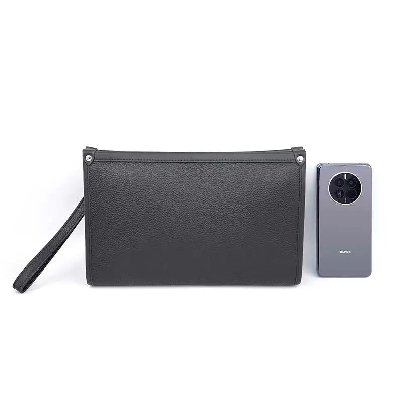 Men's Leather Business Clutch - Fingerprint Lock Security Bag