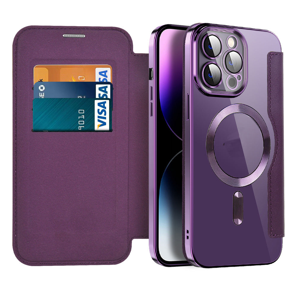 Magnetic Flip Case for iPhone - Genuine Leather Protection