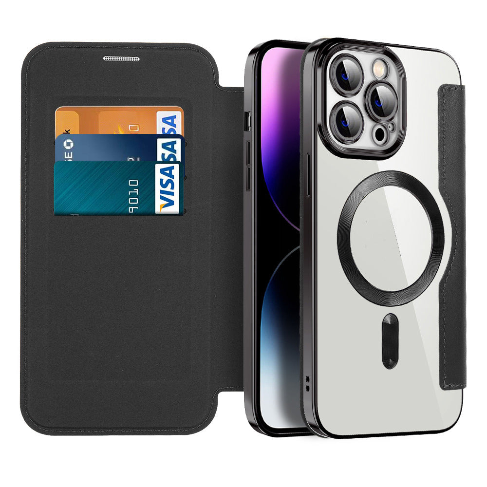 Magnetic Flip Case for iPhone - Genuine Leather Protection