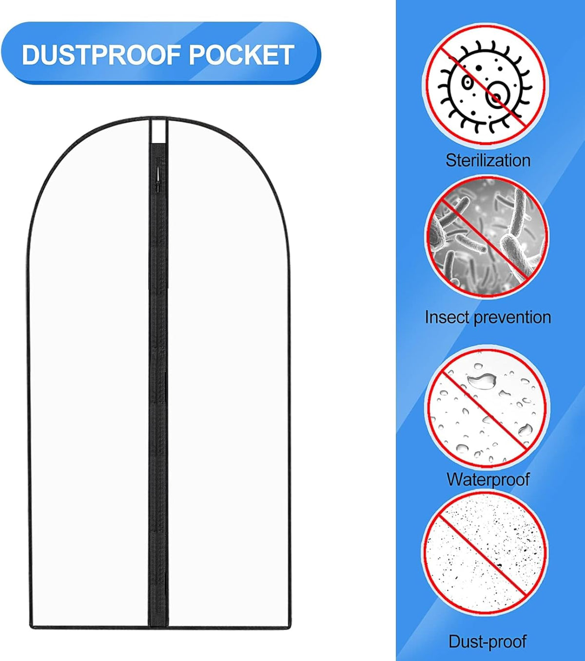 Extra-Long Garment Bag - 71 Inch Wedding Gown & Dress Cover