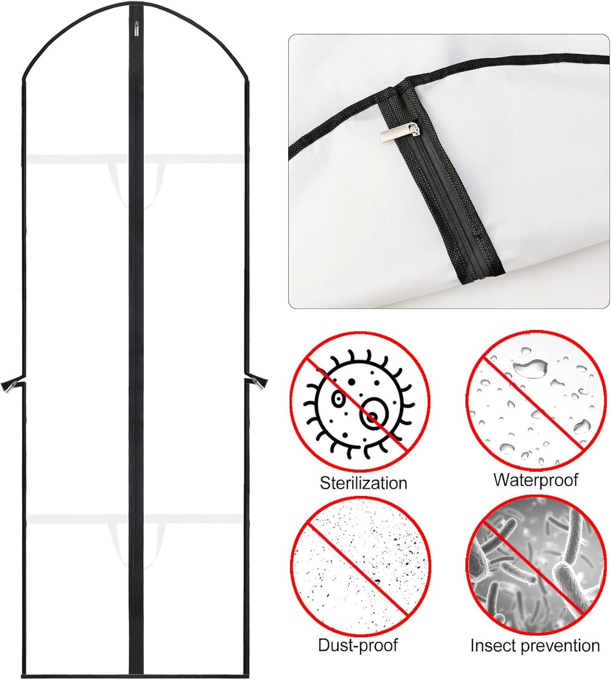 Extra-Long Garment Bag - 71 Inch Wedding Gown & Dress Cover
