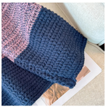 Cozy Plus Size Fall Sweater - Lounge-Style Color-Block Patchwork