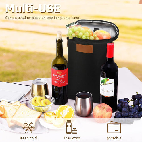 ChillMate Insulated Dual Wine Bottle Carrier - Leakproof Tote Bag