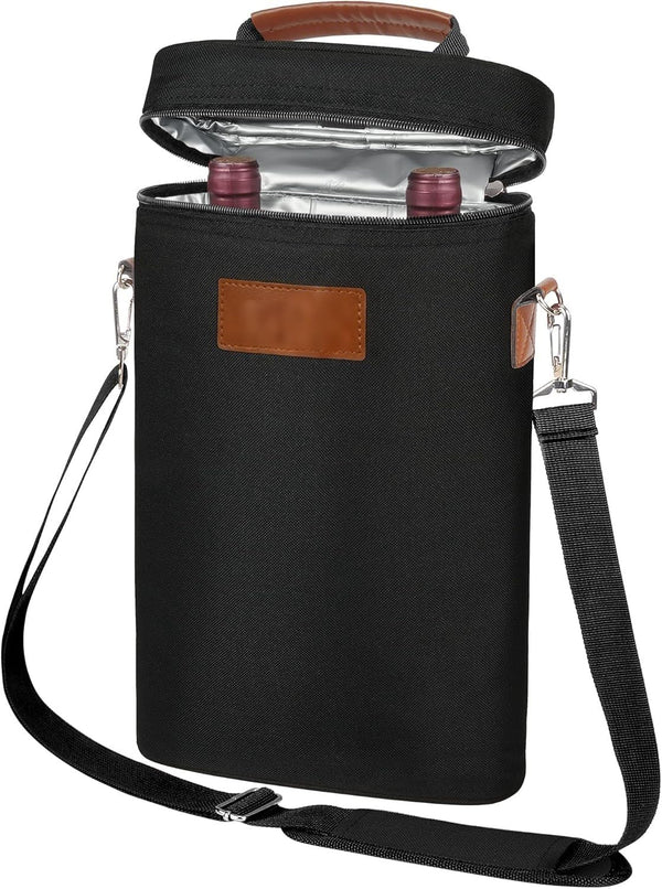 ChillMate Insulated Dual Wine Bottle Carrier - Leakproof Tote Bag