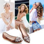 Yelena Rhinestone Ballerina Flats - Foldable Sparkle Shoes
