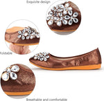 Yelena Rhinestone Ballerina Flats - Foldable Sparkle Shoes