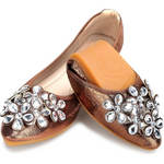 Yelena Rhinestone Ballerina Flats - Foldable Sparkle Shoes