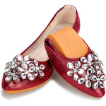 Yelena Rhinestone Ballerina Flats - Foldable Sparkle Shoes