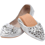 Yelena Rhinestone Ballerina Flats - Foldable Sparkle Shoes
