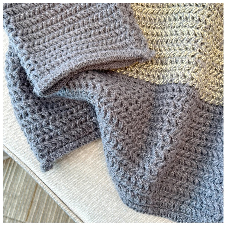 Cozy Plus Size Fall Sweater - Lounge-Style Color-Block Patchwork