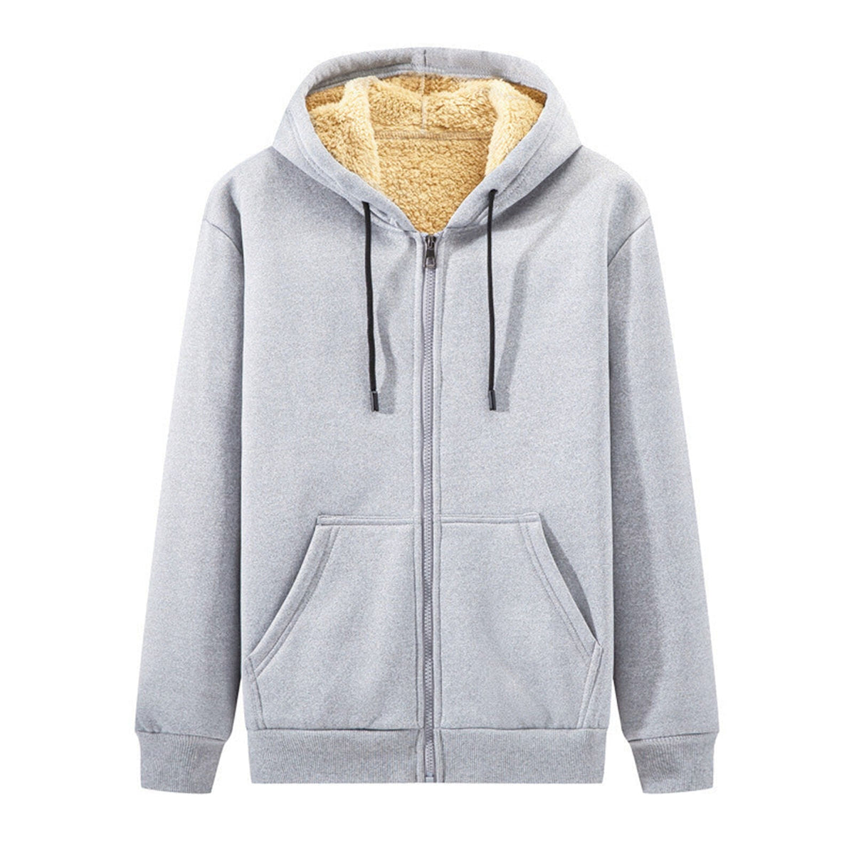 Plus-Size Lambskin Hooded Jacket - Insulated Winter Coat