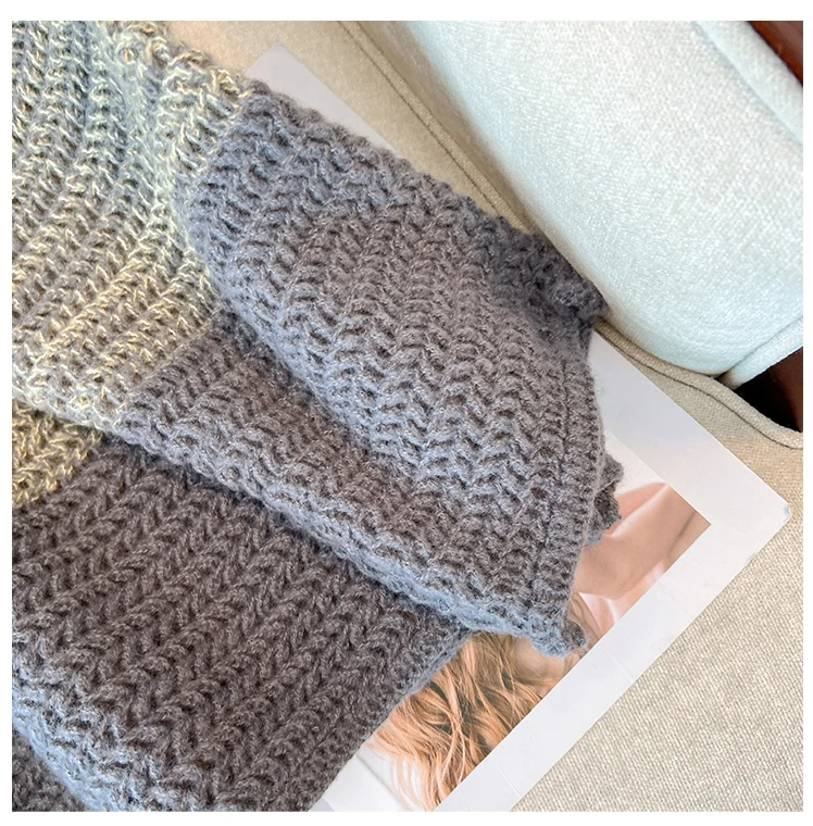 Cozy Plus Size Fall Sweater - Lounge-Style Color-Block Patchwork