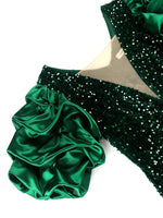 Puff-Sleeve Vintage Plus-Size Dress - Sequin Velvet Party Dress