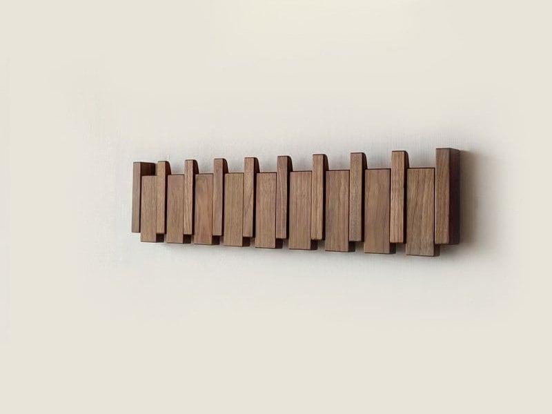 Handmade Wooden Coat Rack - Folding Magnetic Hooks