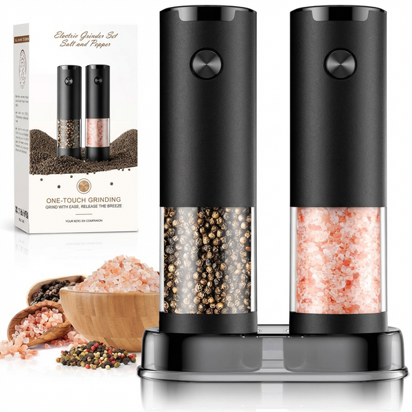 Electric Salt and Pepper Grinder Set - LED, One-Touch