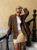 Brown Suede Jacket for Women - Long Sleeve with Pockets