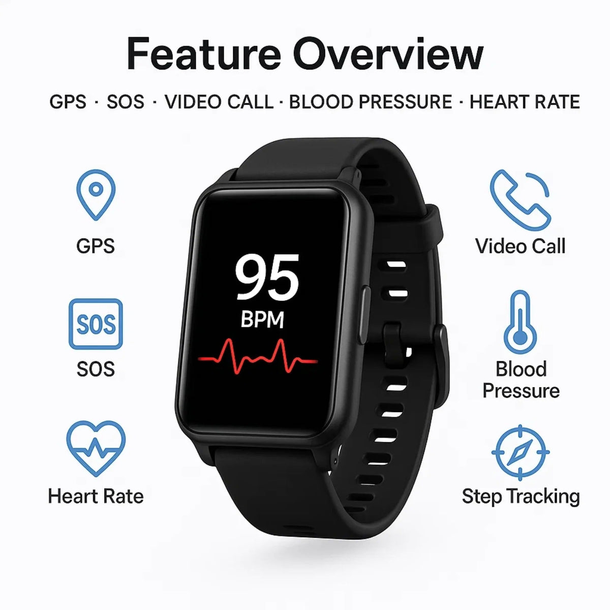 Fall Detection Smartwatch for Seniors - GPS & SOS Alerts