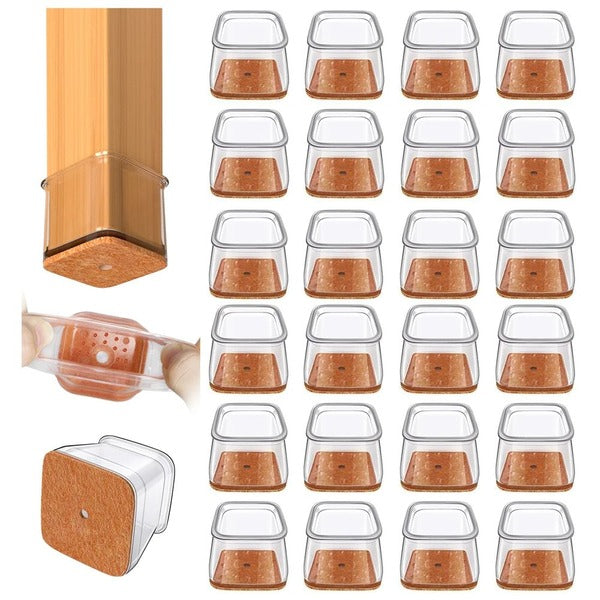 Square Chair Leg Floor Protectors - Set of 24, Non-Scratch