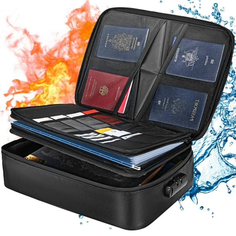 Waterproof Fireproof Document Safe Bag - Cash & Valuables