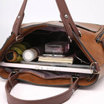 Elegant Leather Handbag - Multi-Pocket Organizer Purse