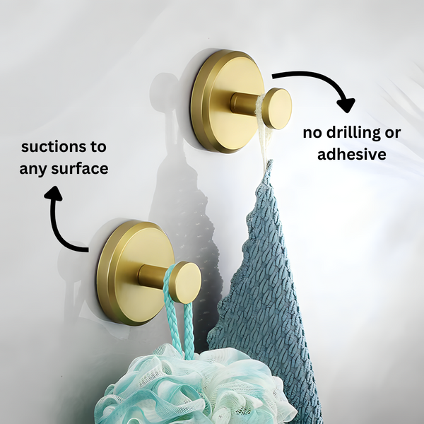 Instant Grip Suction Hooks - No-Drill Wall Hooks, Holds 15 lbs
