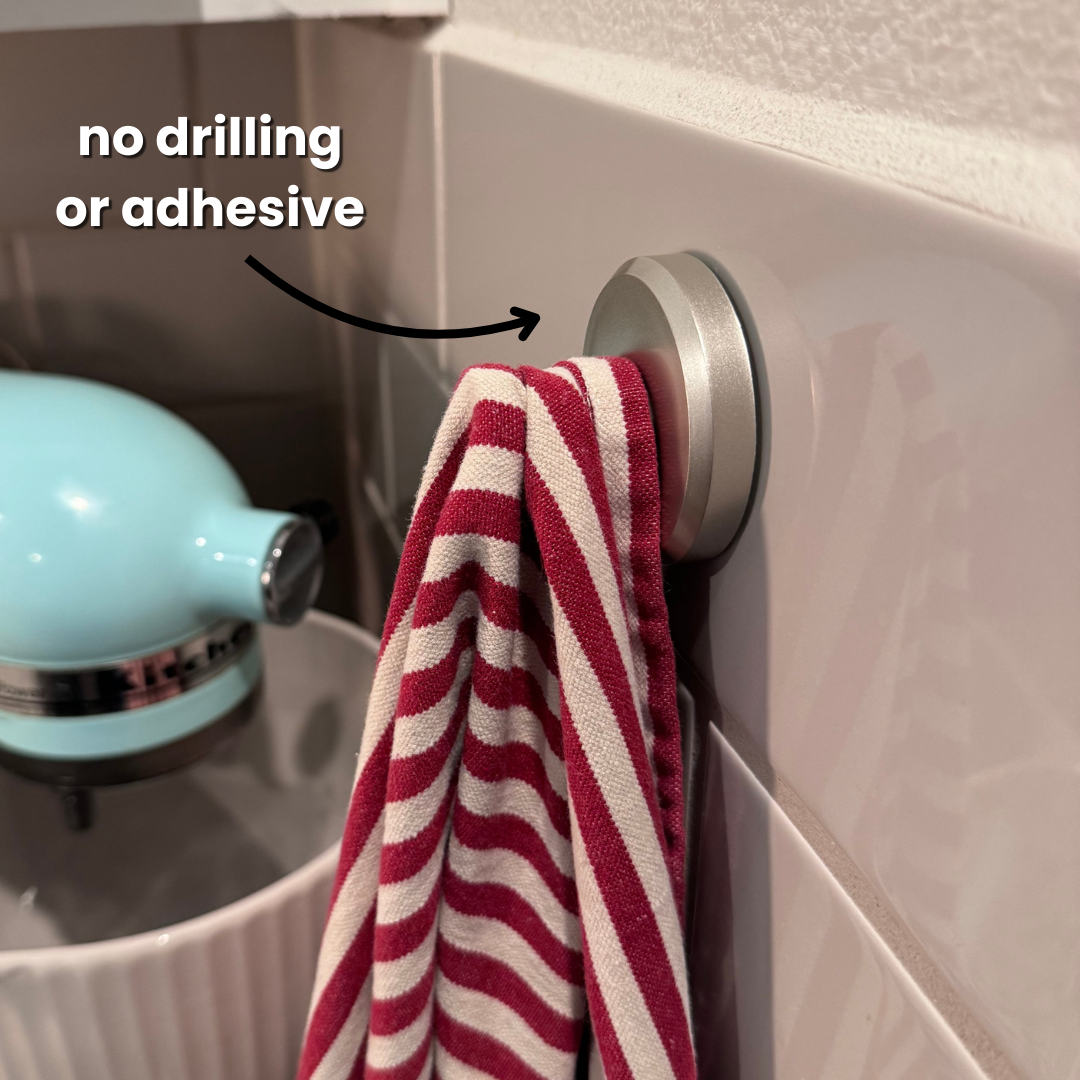 Instant Grip Suction Hooks - No-Drill Wall Hooks, Holds 15 lbs