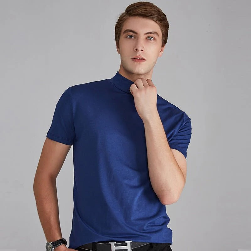 Men's Turtleneck T-Shirt - Soft Cotton Casual Fit