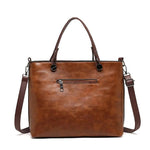 Elegant Leather Handbag - Multi-Pocket Organizer Purse