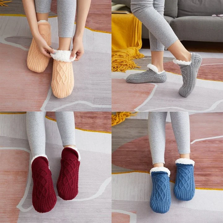 Indoor Non-Slip Thermal Socks - Warm Fleece-Lined Slipper Socks