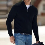 Men's Cashmere Zip Sweater - Casual Everyday Basic