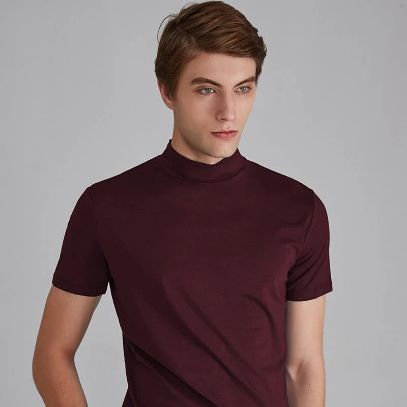 Men's Turtleneck T-Shirt - Soft Cotton Casual Fit