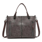 Elegant Leather Handbag - Multi-Pocket Organizer Purse