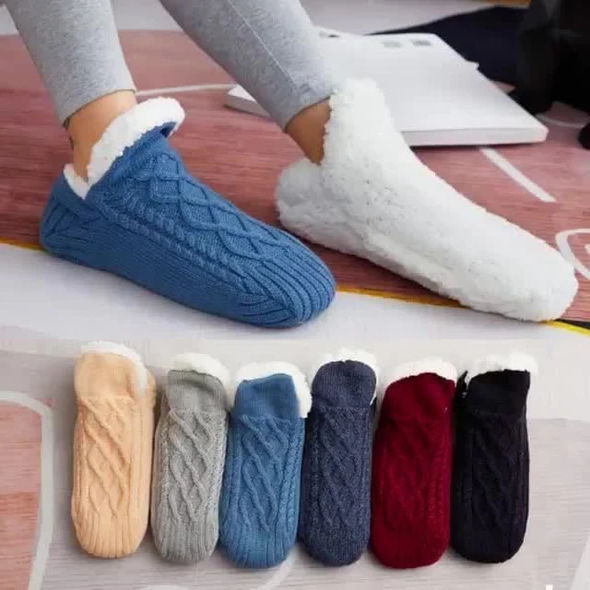 Indoor Non-Slip Thermal Socks - Warm Fleece-Lined Slipper Socks