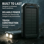 Solar Power Bank - Waterproof Dual USB Charger with LED Light