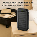 Solar Power Bank - Waterproof Dual USB Charger with LED Light