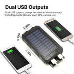Solar Power Bank - Waterproof Dual USB Charger with LED Light