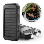 Solar Power Bank - Waterproof Dual USB Charger with LED Light