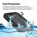 Solar Power Bank - Waterproof Dual USB Charger with LED Light