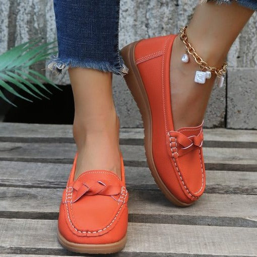 Women's Soft Leather Slip-On Loafers - Ergonomic Walking Comfort