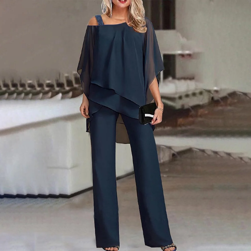 Women's Cold-Shoulder Two-Piece Set - Elegant Outfit